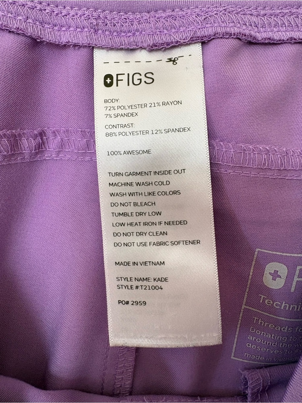 FIGS Kade Cargo Straight Leg Scrub Pants Lilac Dawn #2959 Sz Medium - Picture 5 of 11